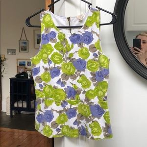 J. Crew Floral Peplum Top